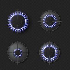 Kitchen gas stove panel with burners, realistic vector illustration isolated.