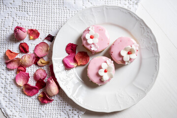 pink sponge cake with flowers and petals wedding, valentine, spring, mothersday love cake 