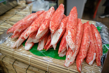 Fresh crab surumi on the street of Osaka