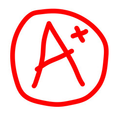 grade result A plus icon on white background. A plus in red circle. marl A+ sign. hand drawn vector grade with plus in circle.