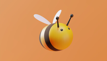 Cute bee in cartoon style. 3D illustration. Vector