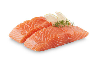 raw salmon fillet isolated on white background​ with​ clipping path​