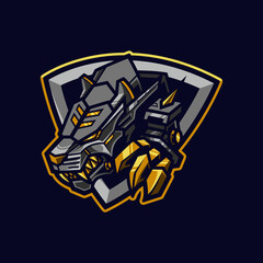 mechanical tiger esport mascot logo and illustration