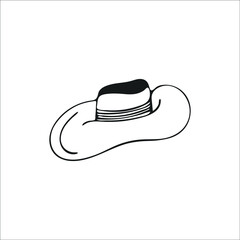 Hand-drawn unisex hat, single element. Graphic doodle, sketch, outline drawing isolated on white. Vector illustration