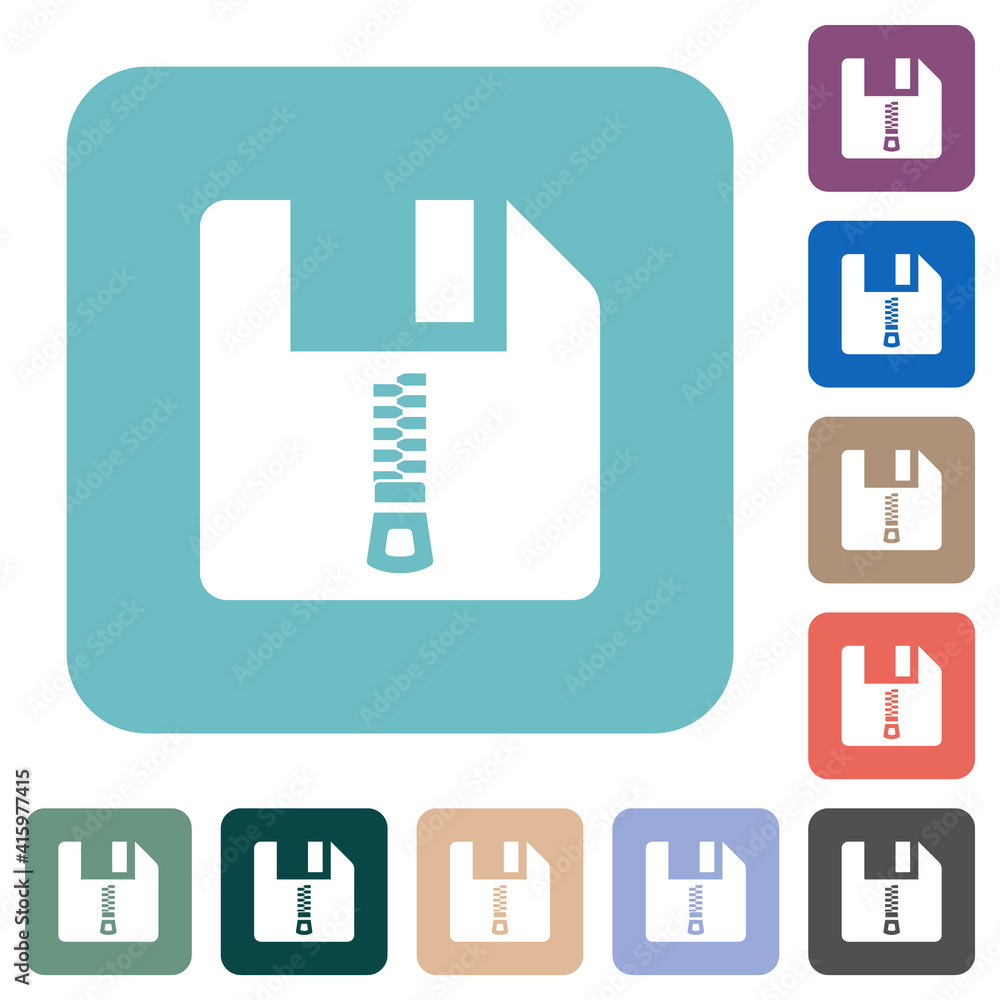 Poster compressed file rounded square flat icons