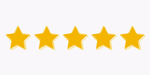Stars yellow and gray isolated on white background. Rating for sites, hotels, travel packages, online stores, reviews. Vector graphics.