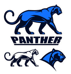 Stylized panther emblem set on the white background. Can be use as mascot. © Refluo