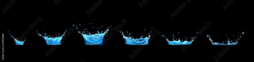 Poster water splash sequence animation sprite sheet for motion graphic or mobile game. dripping effect with