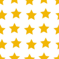 Yellow stars on a white background. Seamless pattern for printing on fabric, textile, paper. 