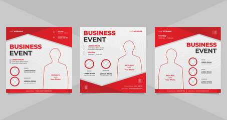 Set of minimalist background with geometric shape. Suitable for social media post template, Webinar, Seminar, online education, flyer, etc