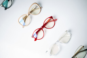 optical glasses in white background