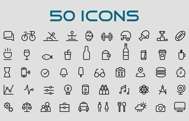 black white icons set