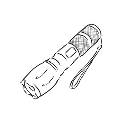 Sketch of a flashlight isolated on a white background. Vector