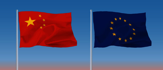EUと中国の旗