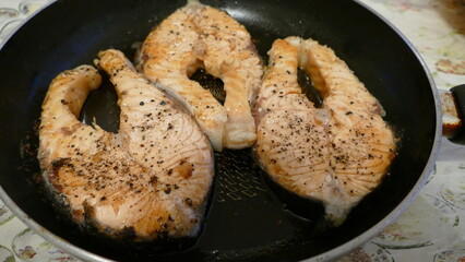 pan-fried salmon steaks