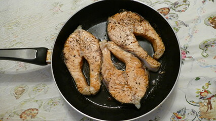 pan-fried salmon steaks