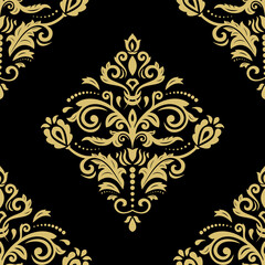 Orient vector classic pattern. Seamless black and golden background with vintage elements. Orient background. Ornament for wallpaper and packaging