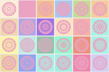 Abstract mosaic with flower mandala. Vector illustration