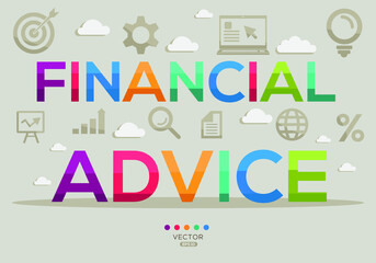 Creative (financial advice) Banner Word with Icon ,Vector illustration.