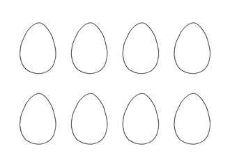 Set of contours and shapes of eggs for coloring at Easter. Vector template for creativity