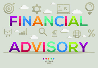 Creative (financial advisory) Banner Word with Icon ,Vector illustration.