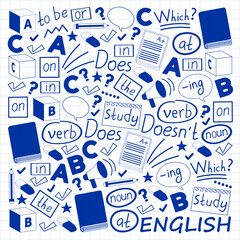 Concept of learning English. Flat design, vector pattern. English courses.