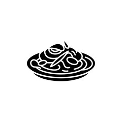Fototapeta na wymiar Japchae glyph icon.Traditional korean stir fried noodles bowl.Asian food with sweet potato,vegetable, beef and soy sauce.Korean cuisine concept.Filled flat sign.Isolated silhouette vector illustration