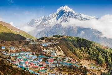 View on Namche Bazar, Khumbu district, Himalayas, Nepal