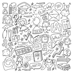 Concept of learning English. Flat design, vector pattern. English courses.