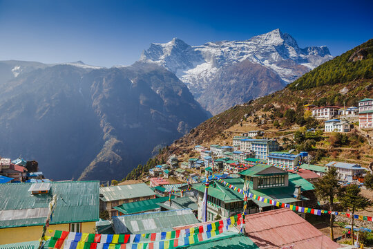 View on Namche Bazar, Khumbu district, Himalayas, Nepal