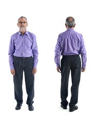 front and back view of same man on white background