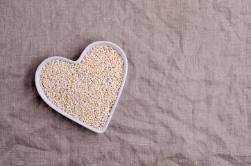 Dry pearl barley in a ceramic dish