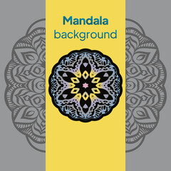 Mandala banner. Decorative flower mandala background with place for text. Vector illustration