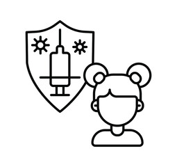 line icon, vaccination, vaccination of schoolchildren