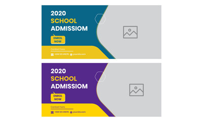 School admission social media post vector design template. Admission Open Flyer Design, abstract education Center brochure, Tuition vector landing page template, school web banner