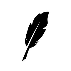 simple Feather quill pen logo icon, classic stationery illustration isolated on white background