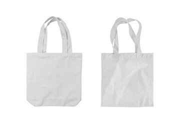 white fabric bag for use shopping save environment isolated on white background with clipping path included