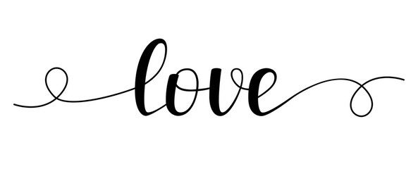 Love hand lettering, handwritten text, vector illustration