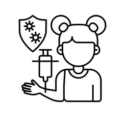 line icon, vaccination, kid, arm vaccination