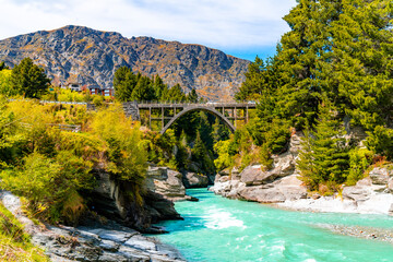 Edith Cavell Bridge over Shotover River in Queenstwon, New Zealand