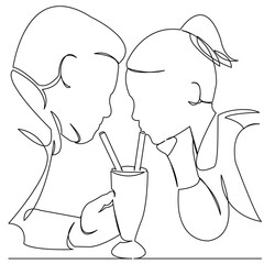 couple in love drinking a cocktail from one glass