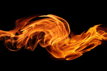 Fire flames on black background