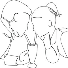couple in love drinking a cocktail from one glass