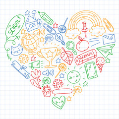 Vector illustration. Back to school vector pattern. Textile fabric design, wrapping paper and website wallpapers.