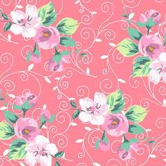Flower background.  Liberty style. fabric, covers, manufacturing, wallpapers, print, gift wrap.