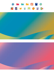 PC向けの壁紙とアイコンのセット素材イラスト