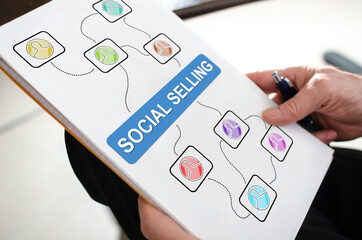 Social selling concept on a paper