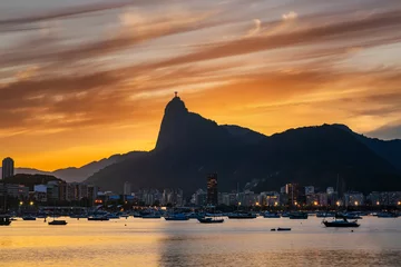 Door stickers Copacabana, Rio de Janeiro, Brazil Beautiful panorama of Rio de Janeiro at sunset, Brazil.