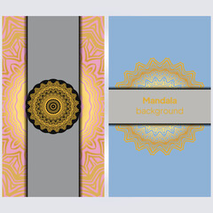 Ornamental floral cards or invitation with mandala. Vector illustration