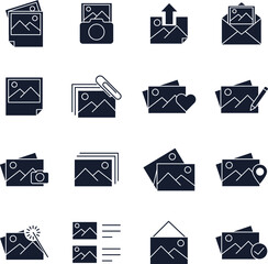 Set of photo image picture icon. photo image pack symbol template for graphic and web design collection logo vector illustration
